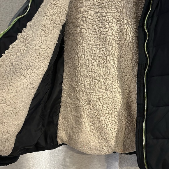 HOLLISTER Hooded Sherpa Lined Puffer Jacket Coat Black Large‎ - Picture 5 of 6